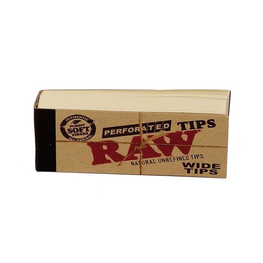 "RAW Perforated Wide Tips" Filtriukai – Natūralūs, 50 Lapelių