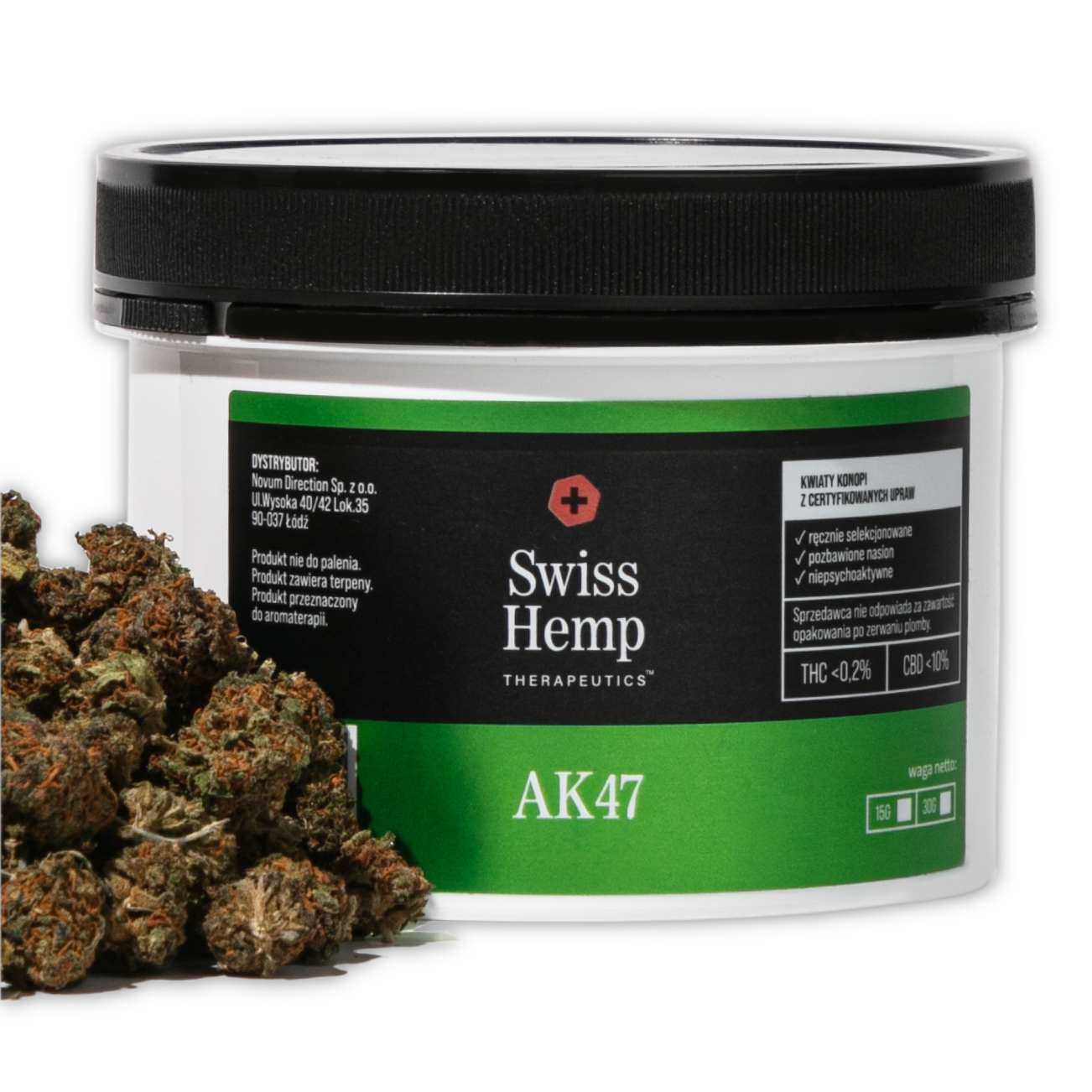 Natūralūs kanapių žiedai Swiss Hemp AK47 CBD kanapių žiedai 10% Hempoaze