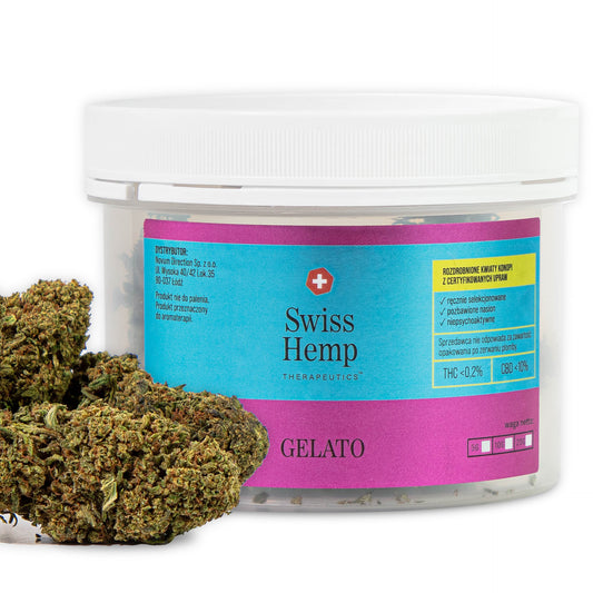 Natūralūs kanapių žiedai Swiss Hemp GELATO CBD kanapių žiedai 10% Hempoaze