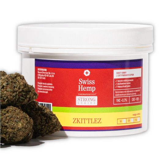 Natūralūs kanapių žiedai Swiss Hemp SKITTLES CBD kanapių žiedai 18% Hempoaze